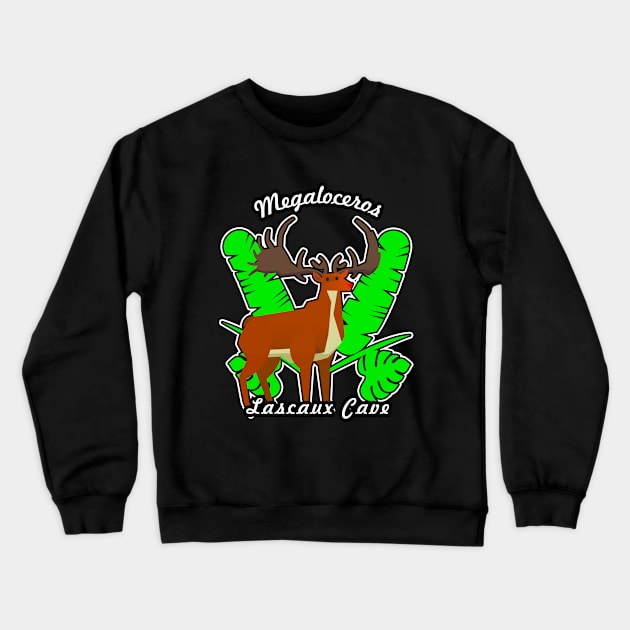 🦖 Extinct Megaloceros (Irish Elk) as Drawn in Lascaux Cave Crewneck Sweatshirt by Pixoplanet